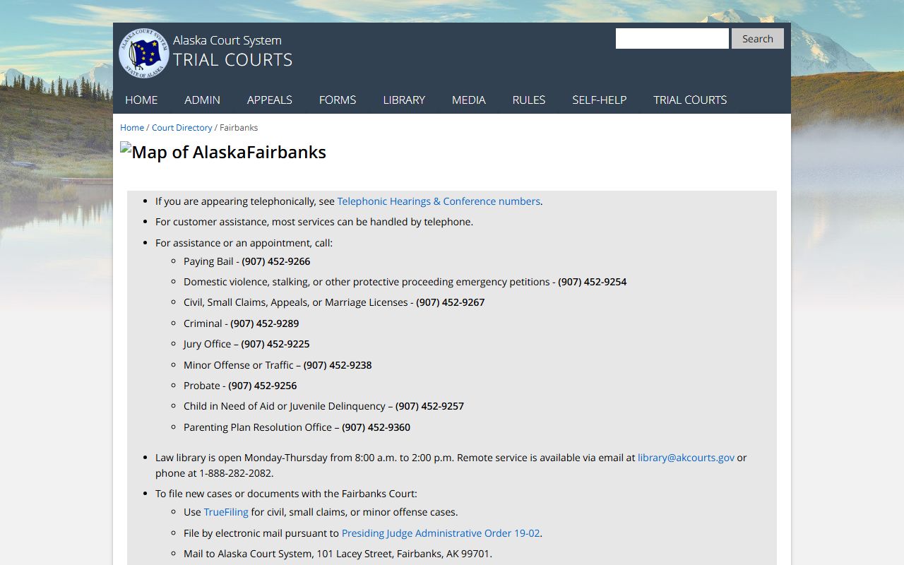 College traffic ticket records Fairbanks court directory
