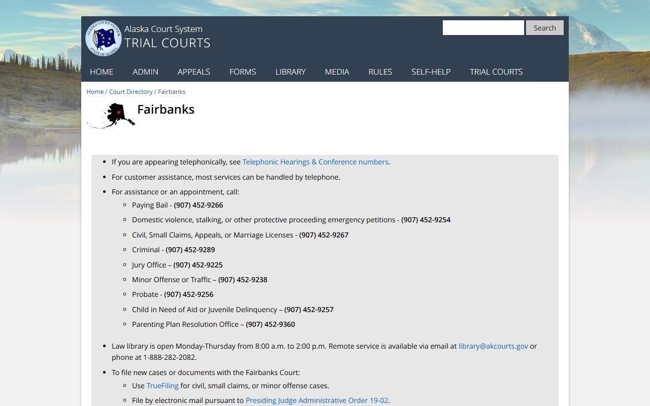 Fairbanks traffic ticket records court directory