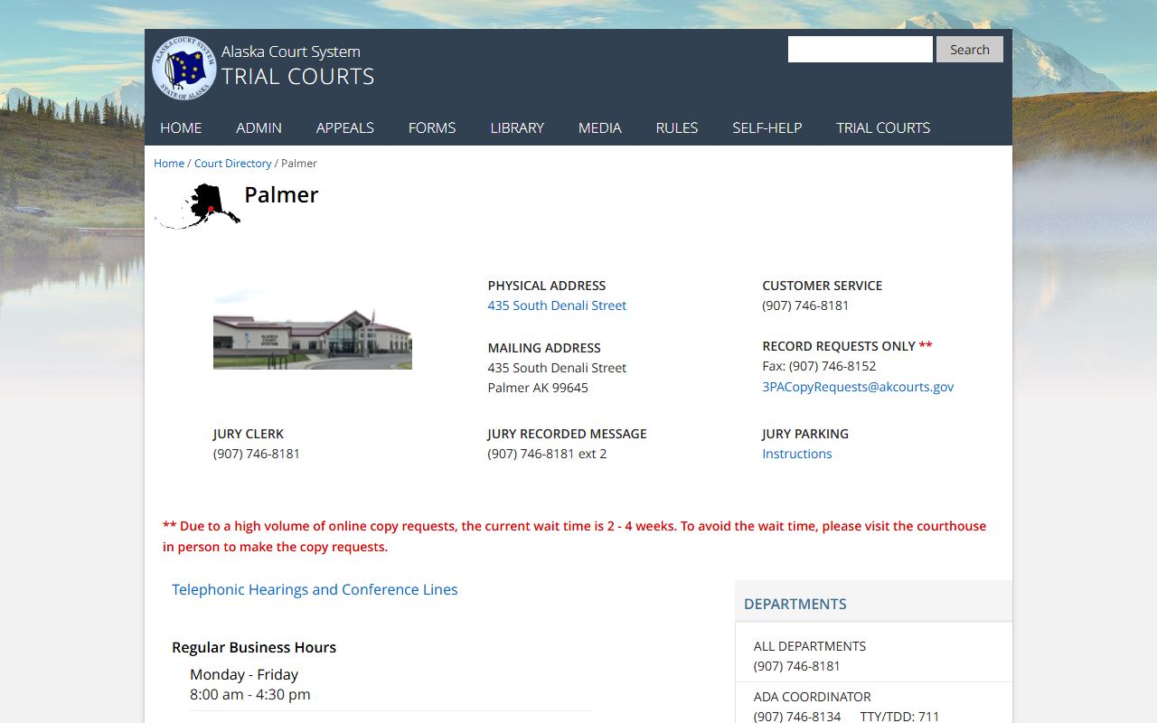 Palmer traffic ticket records court directory