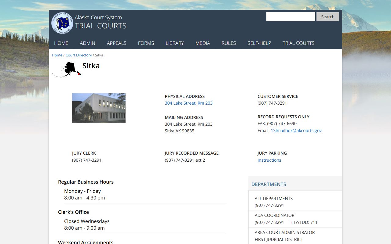 Sitka traffic ticket records court directory