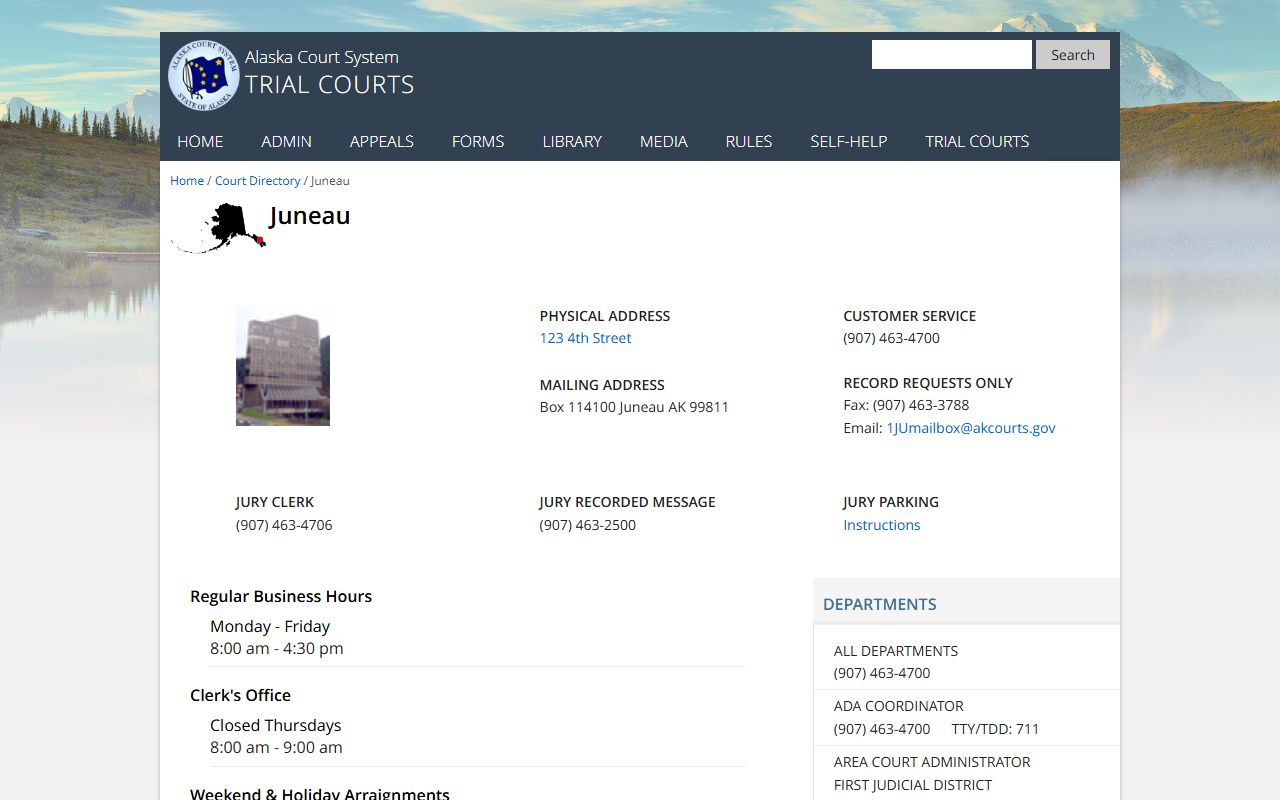 Juneau City and Borough traffic ticket records Juneau court directory