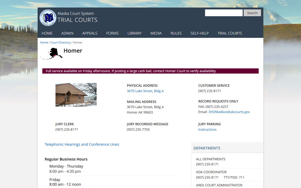 Kenai Peninsula Borough traffic ticket records Homer District Court